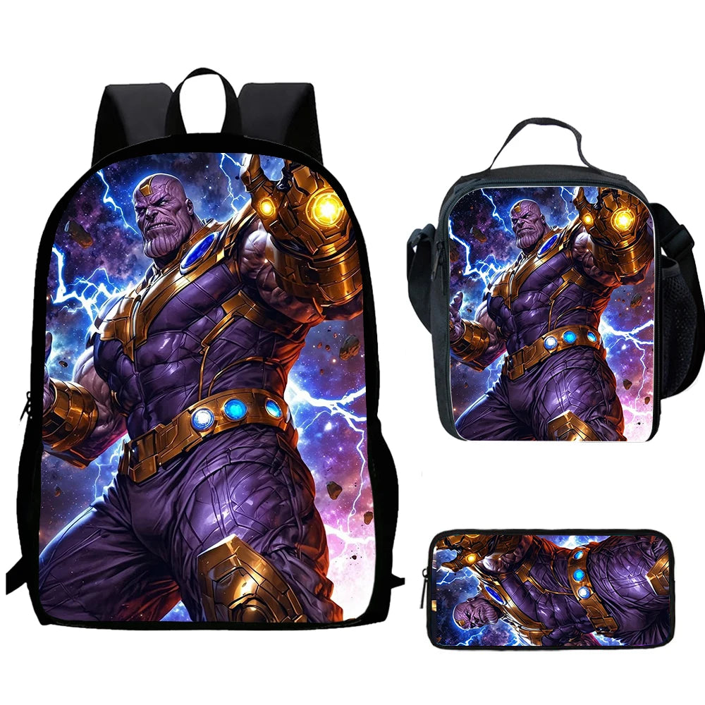Thanos Lightning-rugzak 3-delig - Opgeheven vuist, schoolset voor kinderen