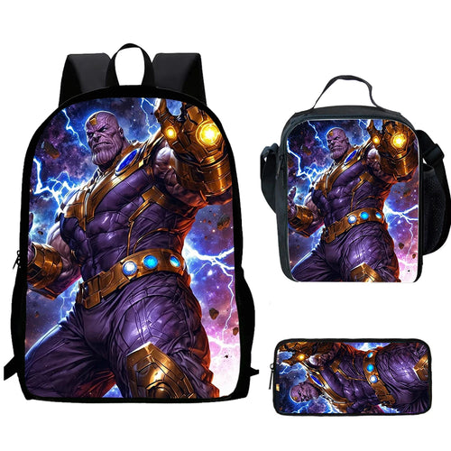 Thanos Lightning-rugzak 3-delig - Opgeheven vuist, schoolset voor kinderen