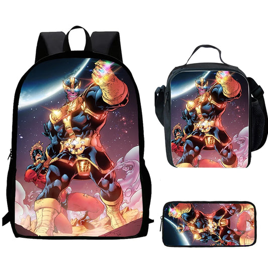 Thanos Comics-rugzak 3-delig - Infinity Gauntlet in de ruimte, schoolset voor kinderen