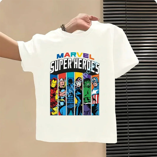 Avengers T-shirt voor kinderen met portretten van superhelden - wit