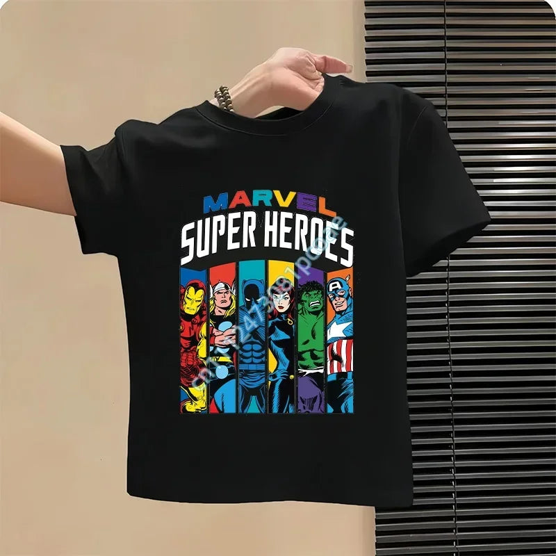 Avengers T-shirt voor kinderen met portretten van superhelden - zwart