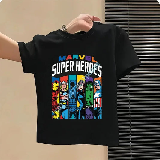 Avengers T-shirt voor kinderen met portretten van superhelden - zwart