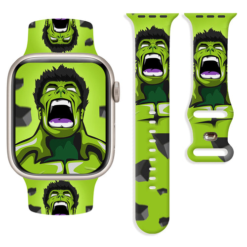 Apple Watch-armband Hulk - Schreeuwend gezicht, lichtgroen