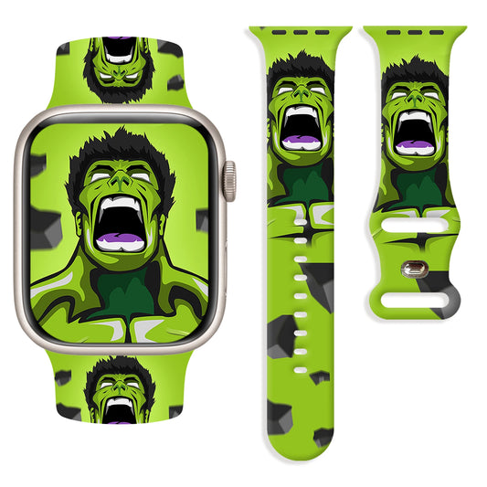 Apple Watch-armband Hulk - Schreeuwend gezicht, lichtgroen