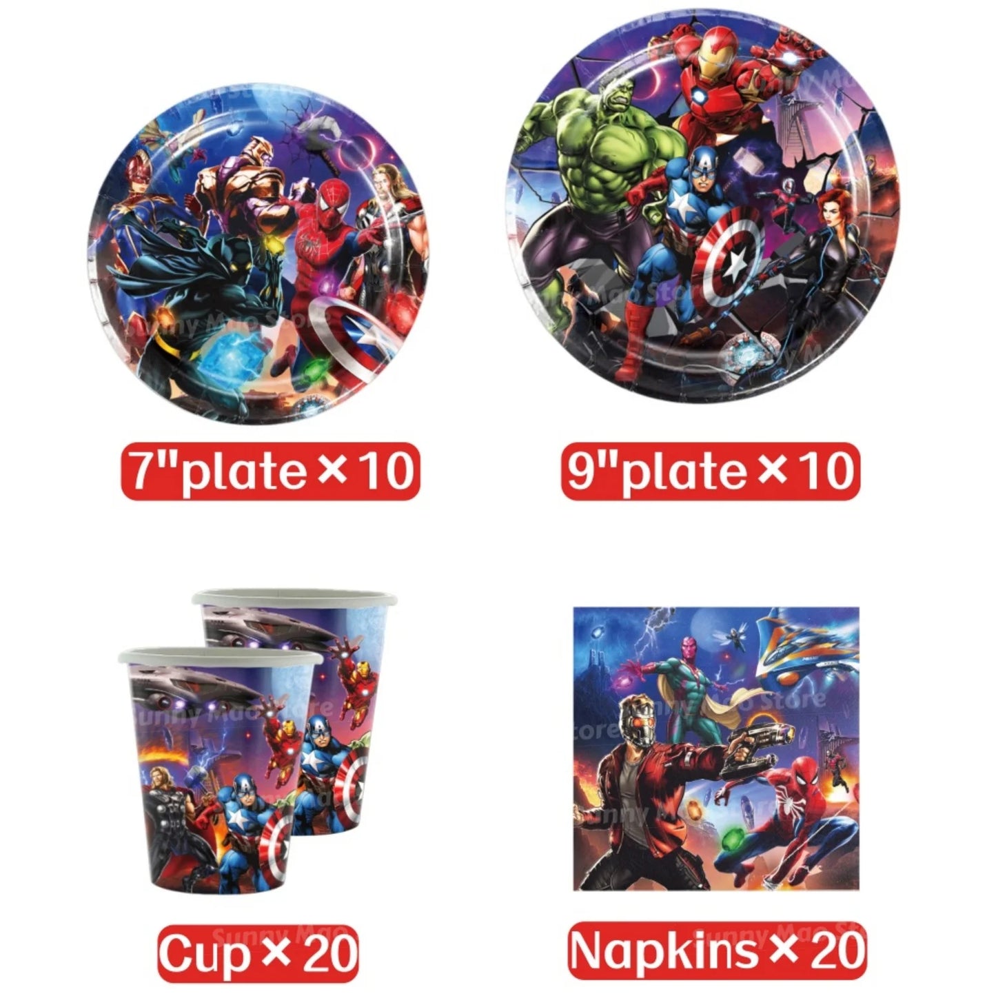 Avengers-verjaardagsdecoratieset - Cijferballonnen Iron Man Spider-Man