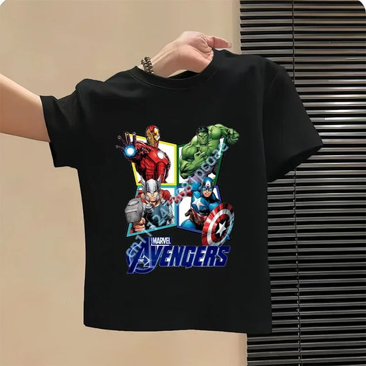 Avengers T-shirt voor kinderen - compleet groepsdesign zwart