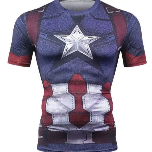 Captain America-compressieshirt - Ster met diagonale strepen