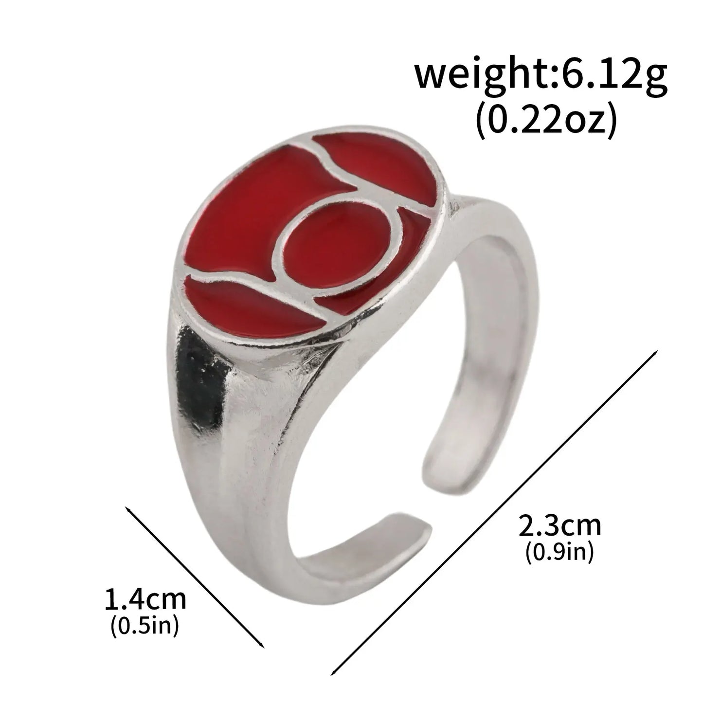 Avengers-ring - Ovaal rood en zilver