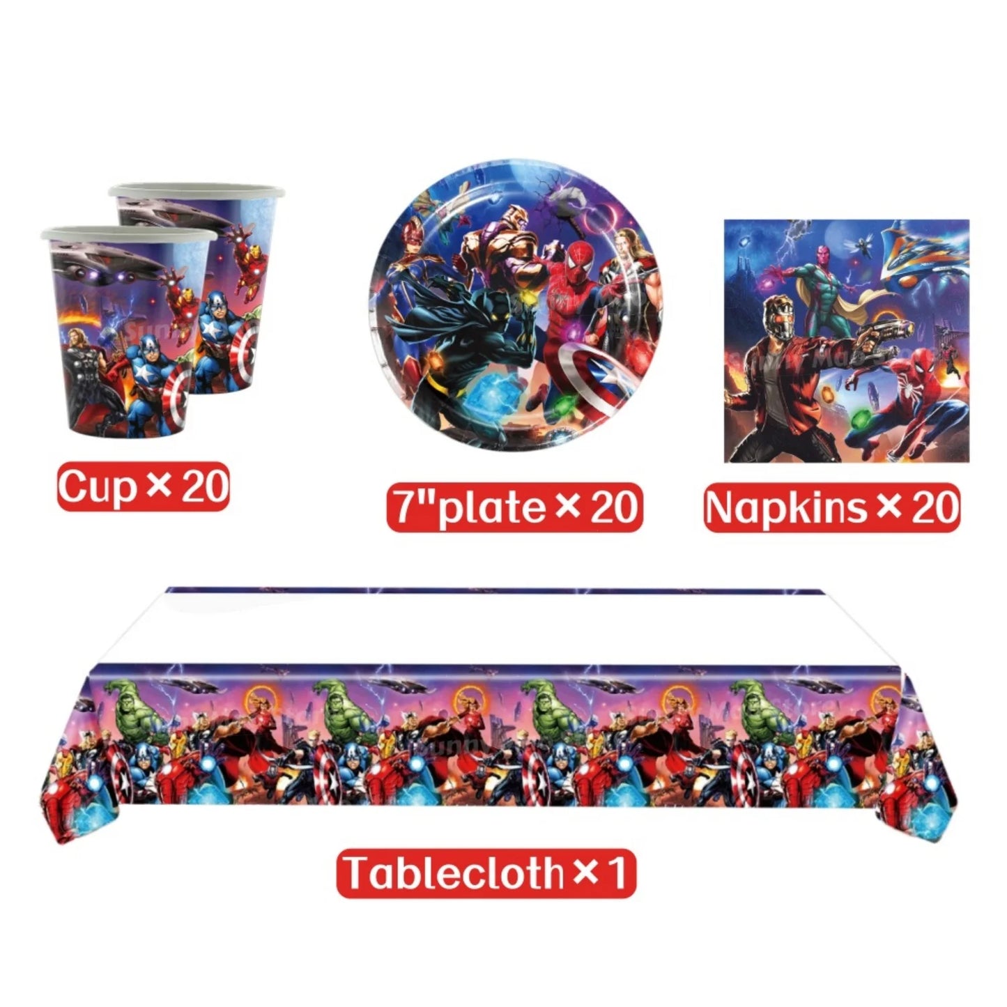 Avengers-verjaardagsdecoratieset - Cijferballonnen Iron Man Spider-Man