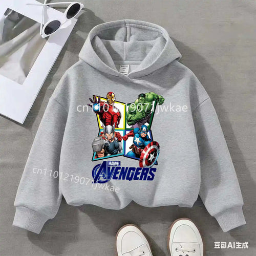 Avengers kinderhoodie met ruit en 4 helden - grijs