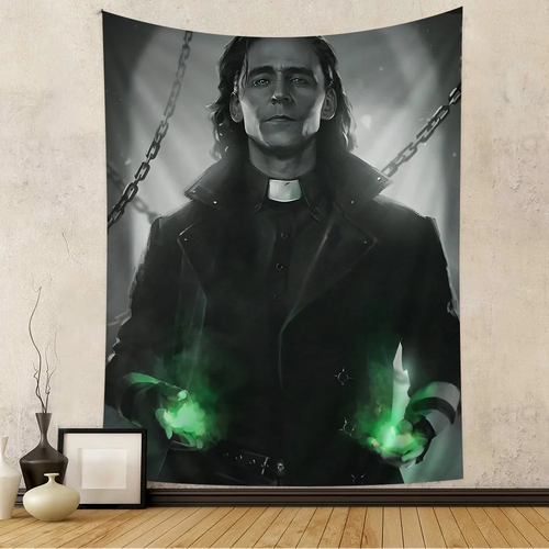 Loki-tapijt - Zwart-witportret van magie