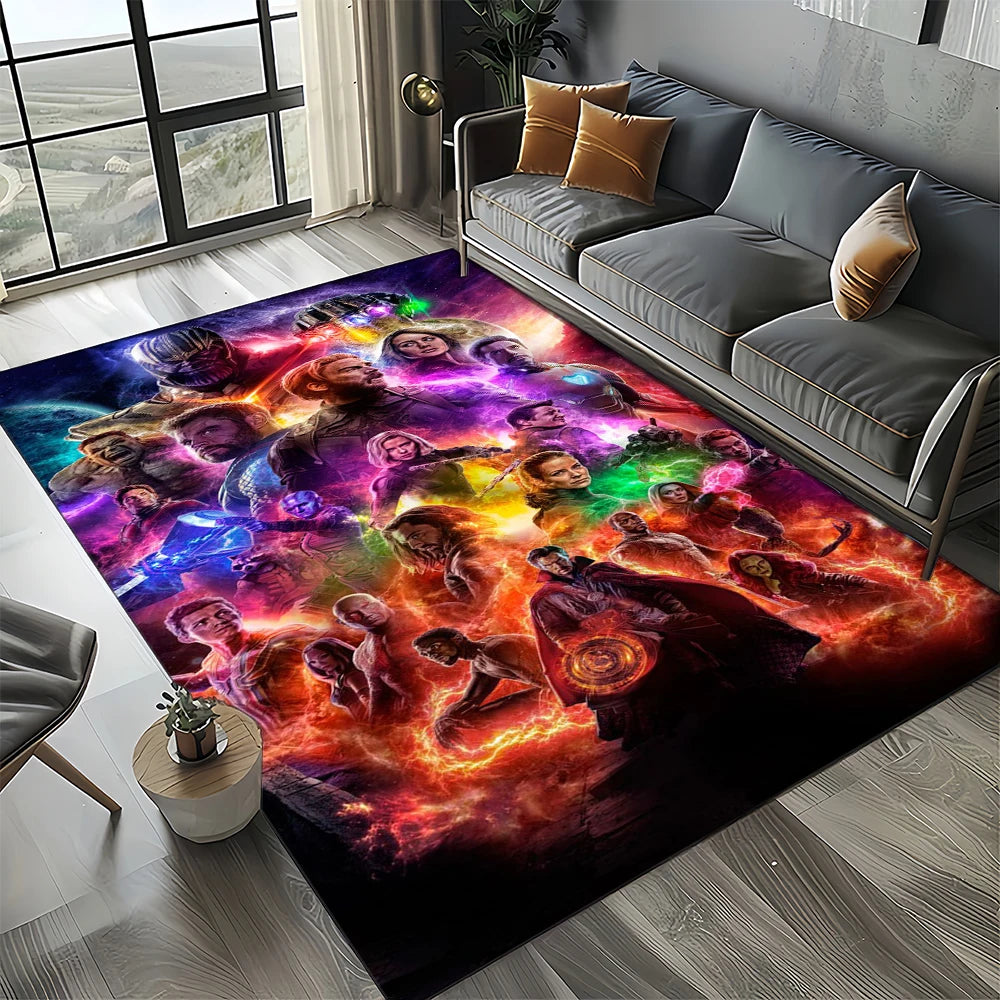 Avengers 3D-tapijt – ontwerp met paars vlammensilhouet