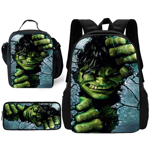 Hulk-rugzakset - uit een gebarsten stenen muur tevoorschijn komend gezicht
