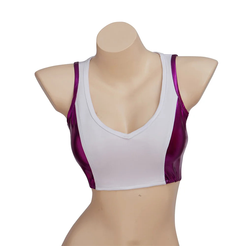 She-Hulk-sportbeha – witte en paarse crop top