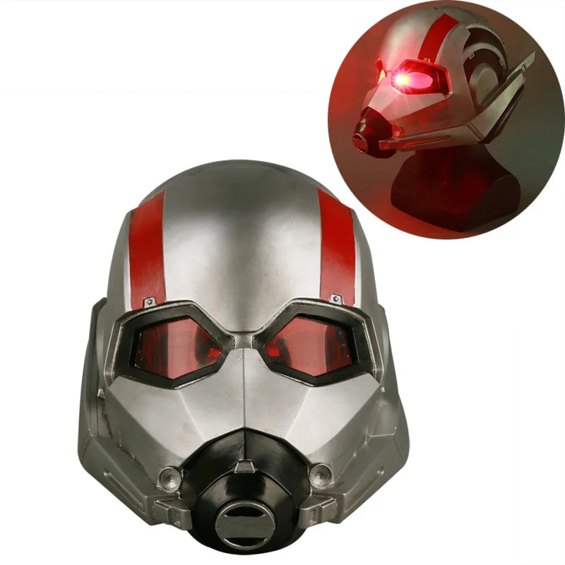 Ant-Man-helm – zilvergrijs ontwerp met rode ledverlichting