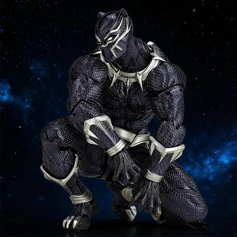 Articulated Black Panther 3.0-figuurtje - textuur met gouden schubben, decoratieve speer