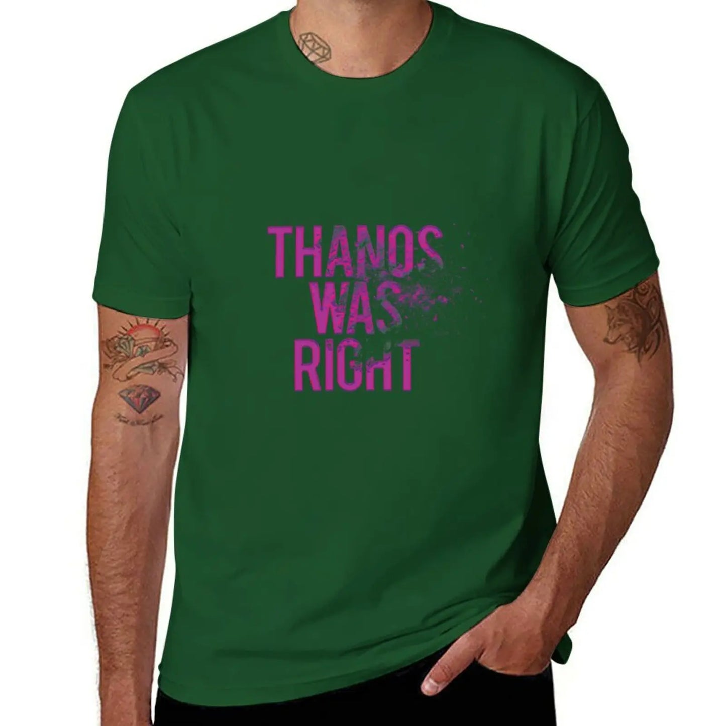 Thanos Was Right T-shirt - Tekst met stoft-effect voor heren