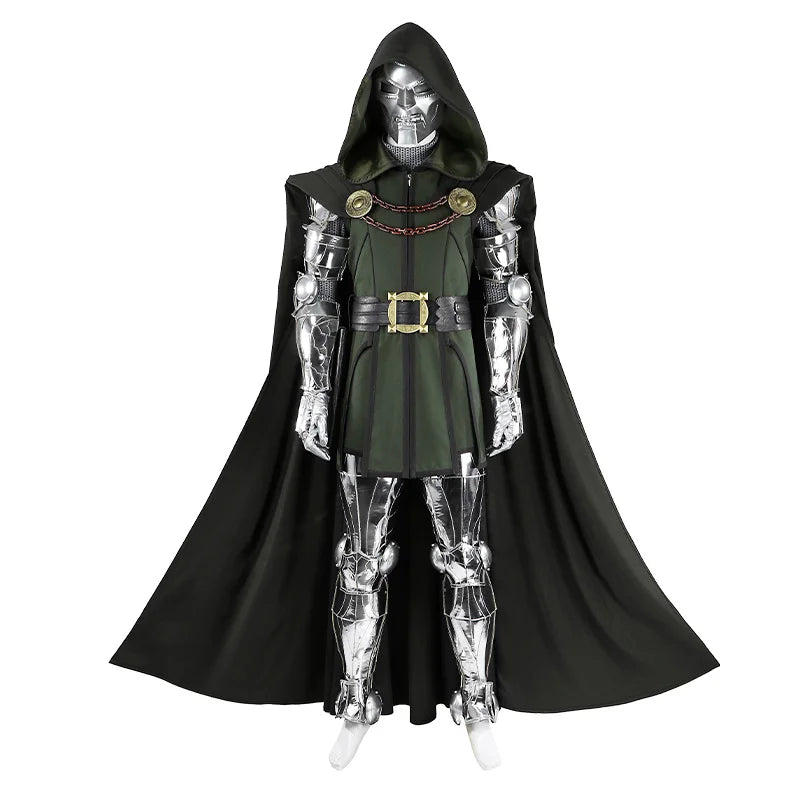 Doctor Doom-kostuum – zilverkleurig pantserpak met zwarte cape