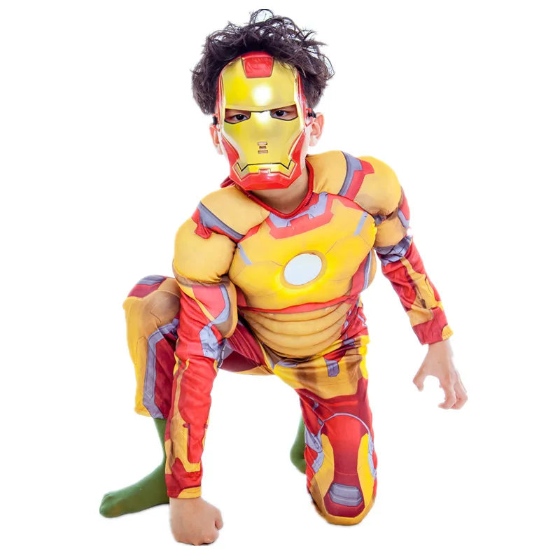 Iron Man-cosplaykostuum voor kinderen - gouden gespierd pak