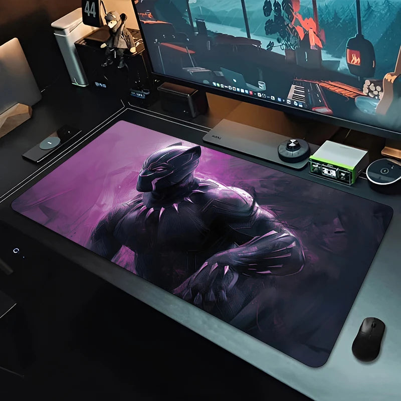 Tapis de souris XXL Gaming Black Panther - Noir monochrome pour bureau
