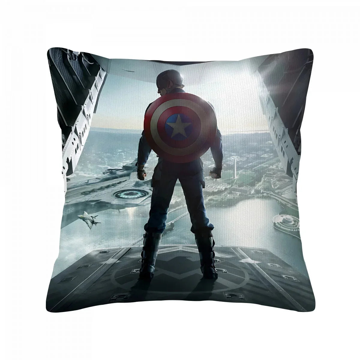 Captain America-kussenhoes - Achteraanzicht tijdens een sprong uit een vliegtuig