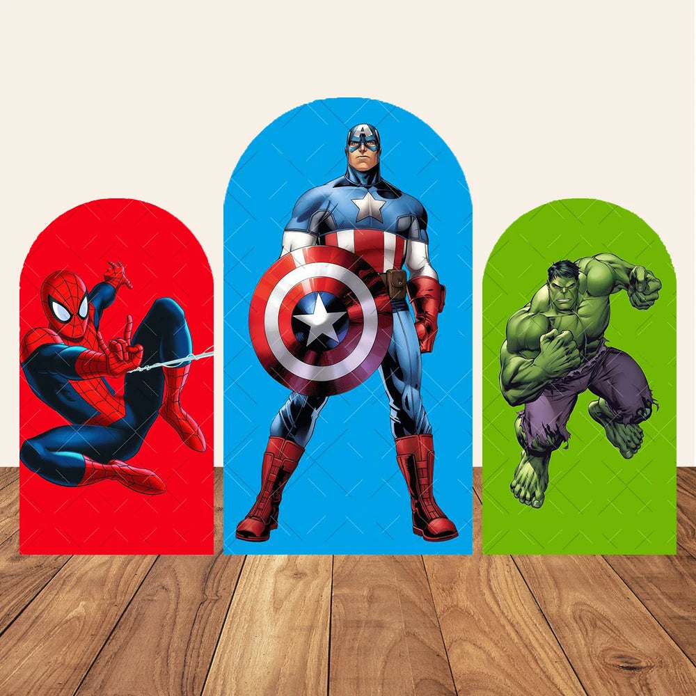 Avengers Captain America-feestachtergrond met boog - Rode en blauwe diagonale stripstijl