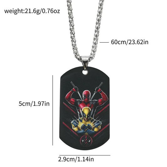 Militaire plaatjesketting Deadpool & Wolverine - Duoportret met katana's