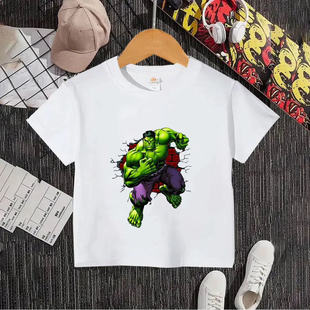 Hulk-kinderT-shirt - Door een witte bakstenen muur heen brekend