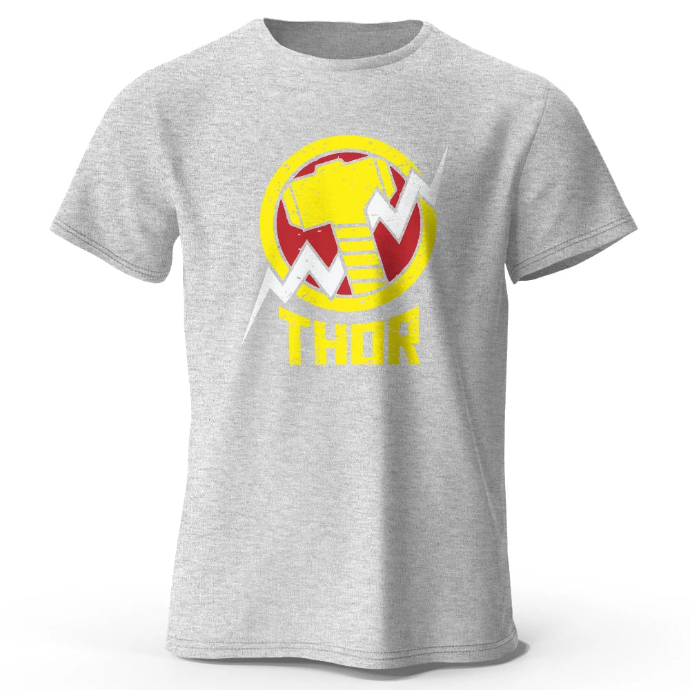 Thor-T-shirt – vintage bliksemschicht-hamerlogo, zwart