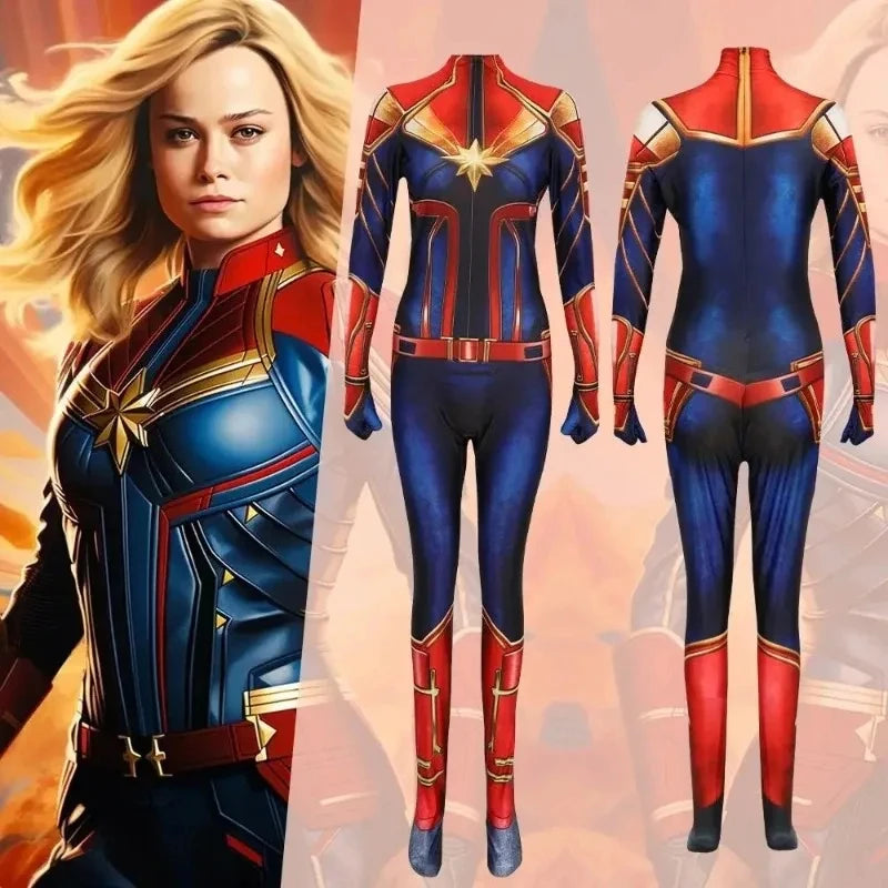 Combinaison cosplay Captain Marvel - Zentai bleu et rouge