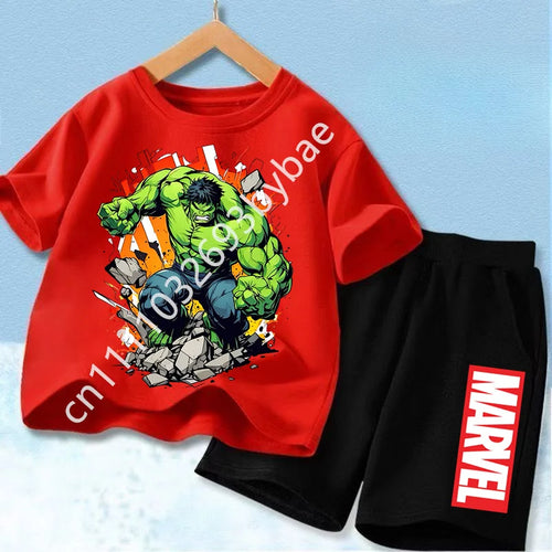 Avengers Hulk T-shirt voor kinderen - rode set met zwarte short