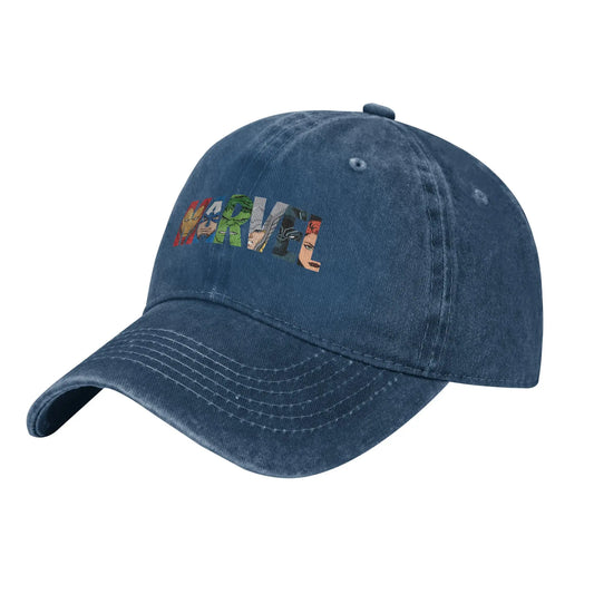 Avengers-pet – geborduurd Marvel-heldenlogo, verwassen denimblauw