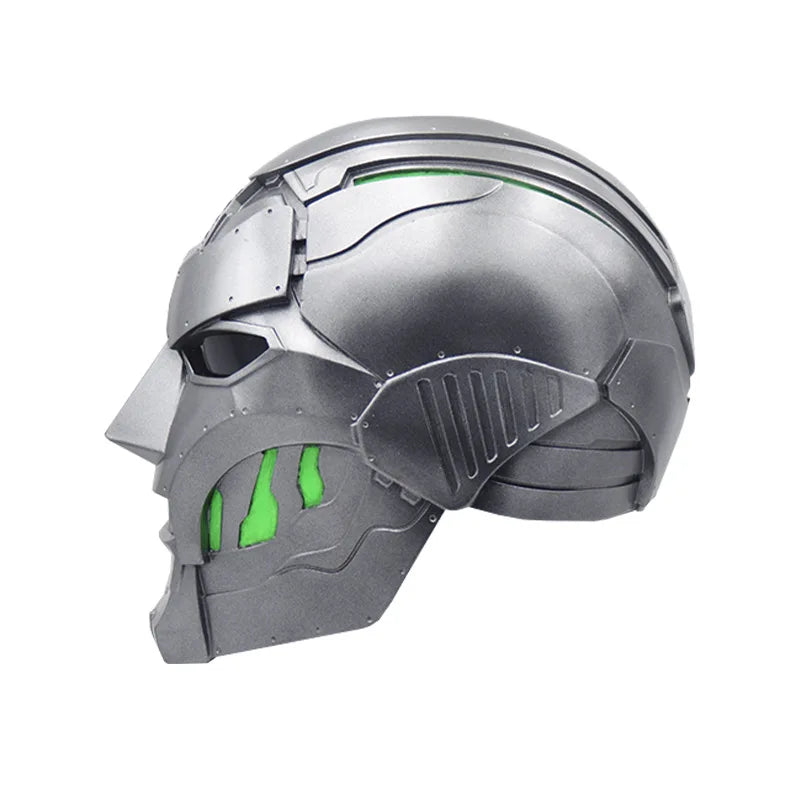 Doctor Doom-masker – metalen zilverkleurige helm met hoekig groen ontwerp