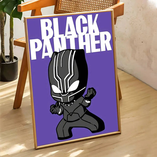 Chibi Black Panther-poster - paarse achtergrond