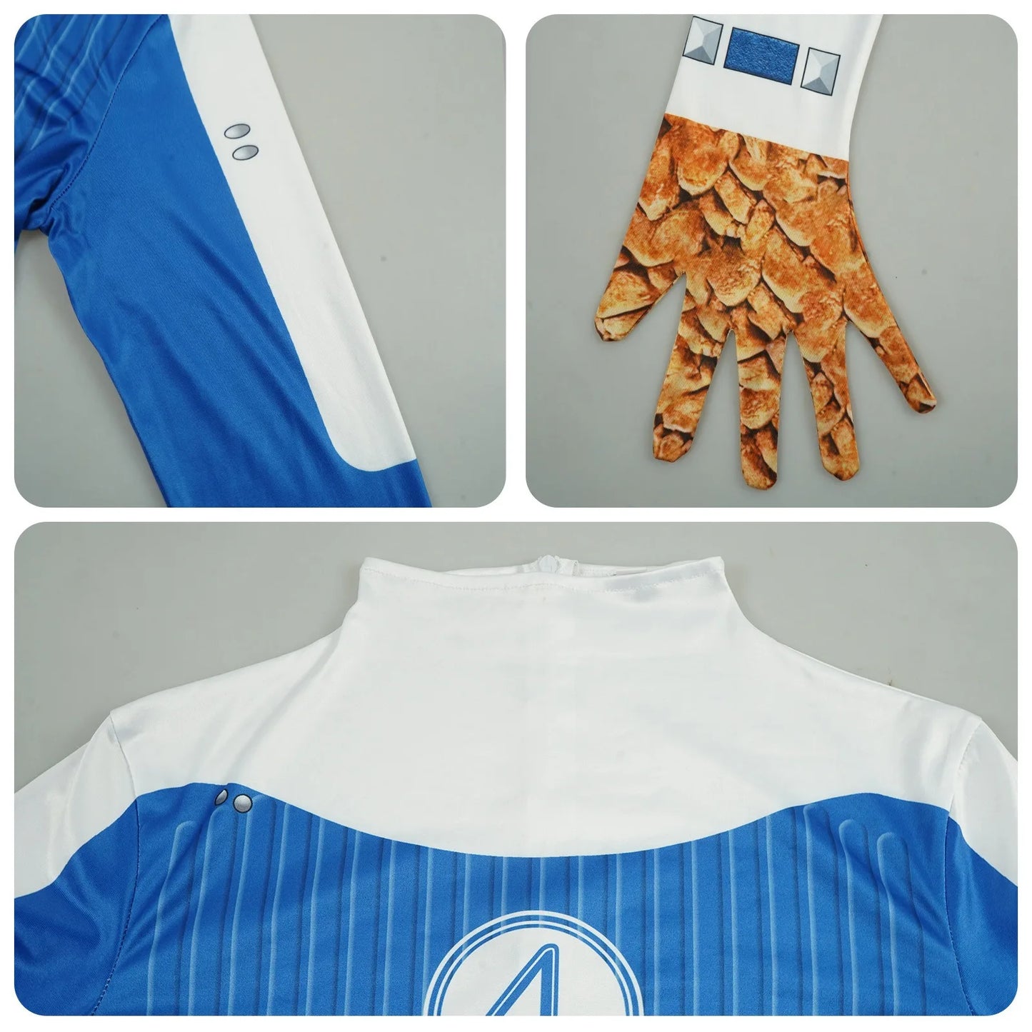Fantastic Four Ben Grimm-kostuum - blauw pak met handschoenen met rotsachtig effect