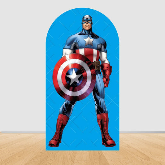 Feestachtergrond boog Avengers Captain America - effen blauwe achtergrond