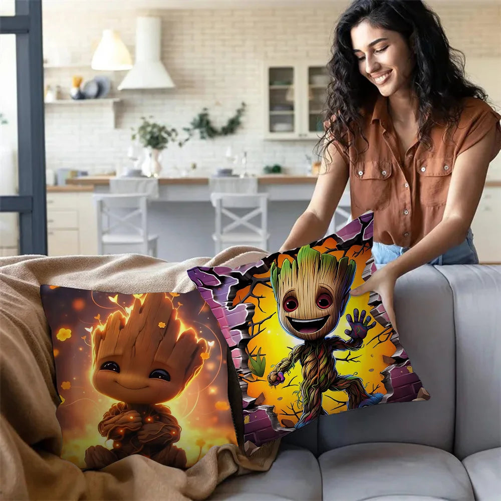 Baby Groot-kussenhoes - verjaardag, feest, taart en ballonnen