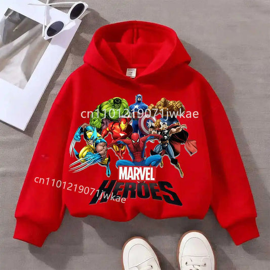Marvel Heroes-kinderhoodie met groep - rood