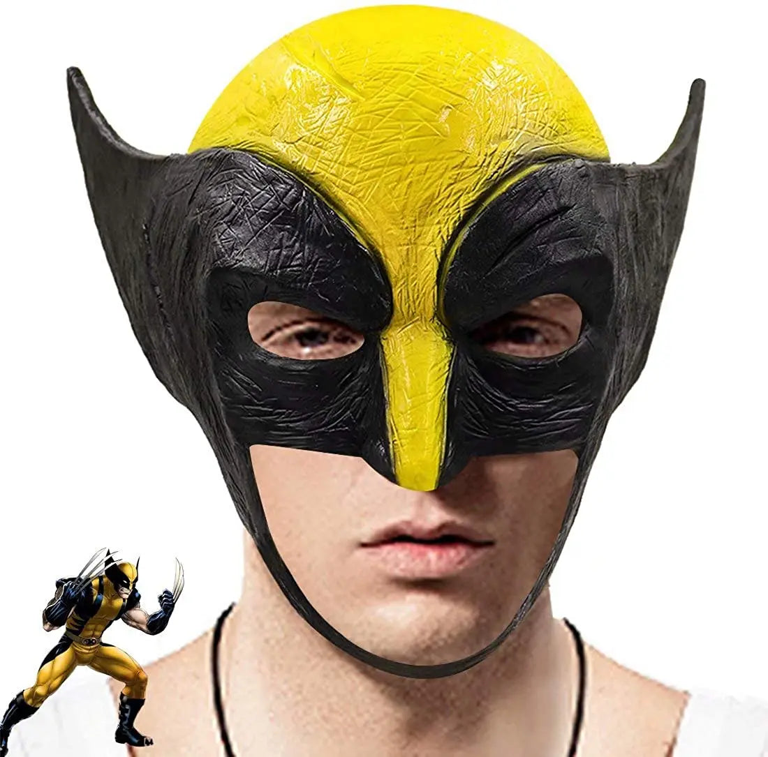 Wolverine-cosplaymasker - Half gezicht van gele en zwarte latex