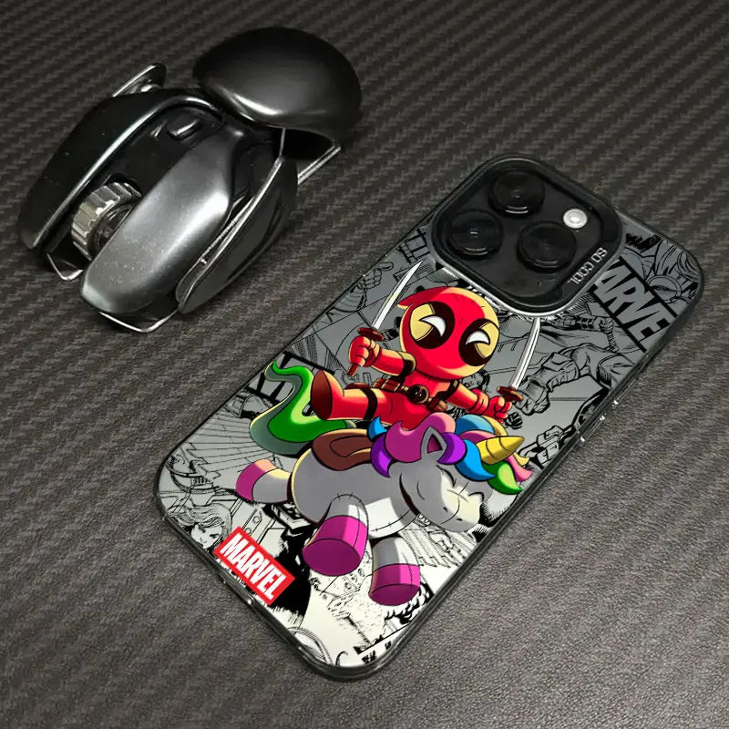 Xiaomi-hoesje Avengers Deadpool - chibi-eenhoorn met zwarte rand