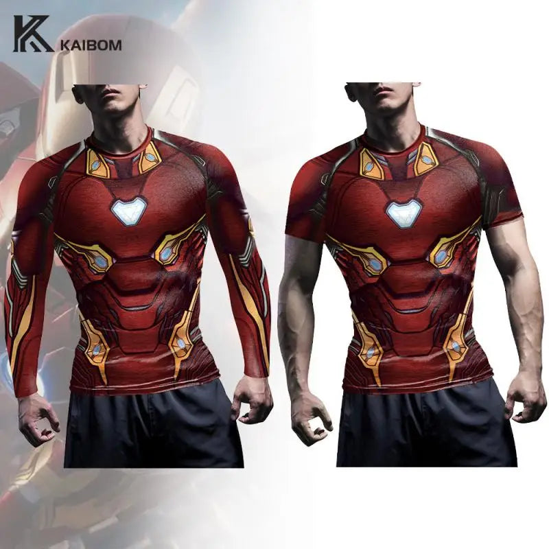 Iron Man-compressie-T-shirt - Lange mouwen, rood pantser