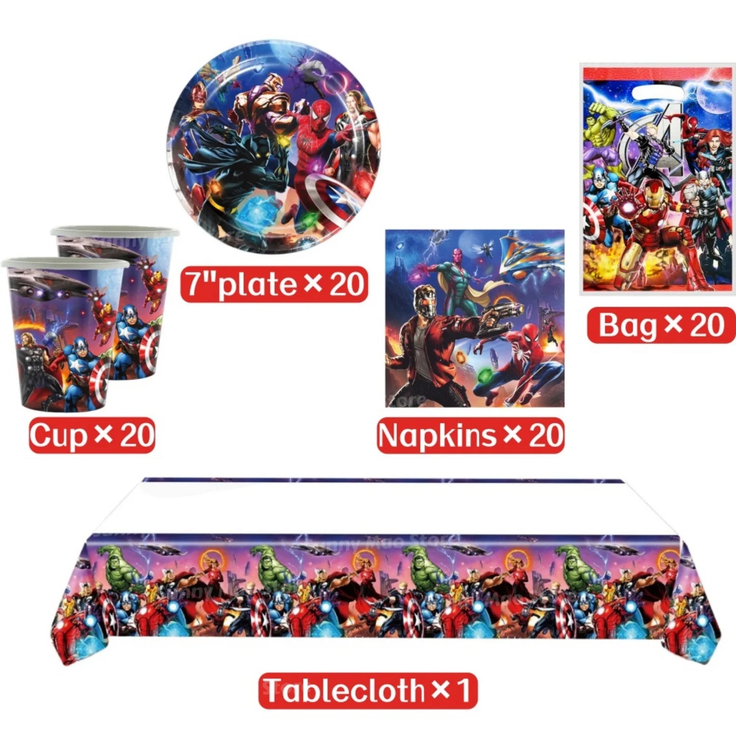 Avengers-verjaardagsdecoratieset - Cijferballonnen Iron Man Spider-Man