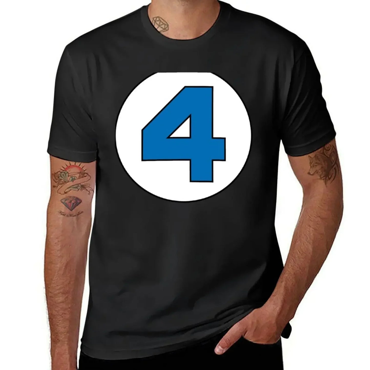 T-shirt The Fantastic 4 - Rond avec logo noir grande taille