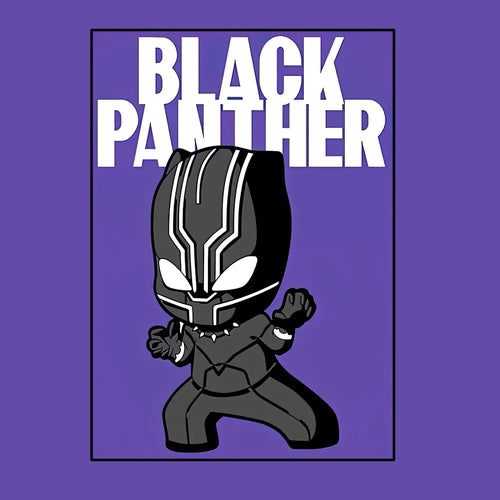 Avengers Black Panther-poster - Chibi-stijl met paarse achtergrond