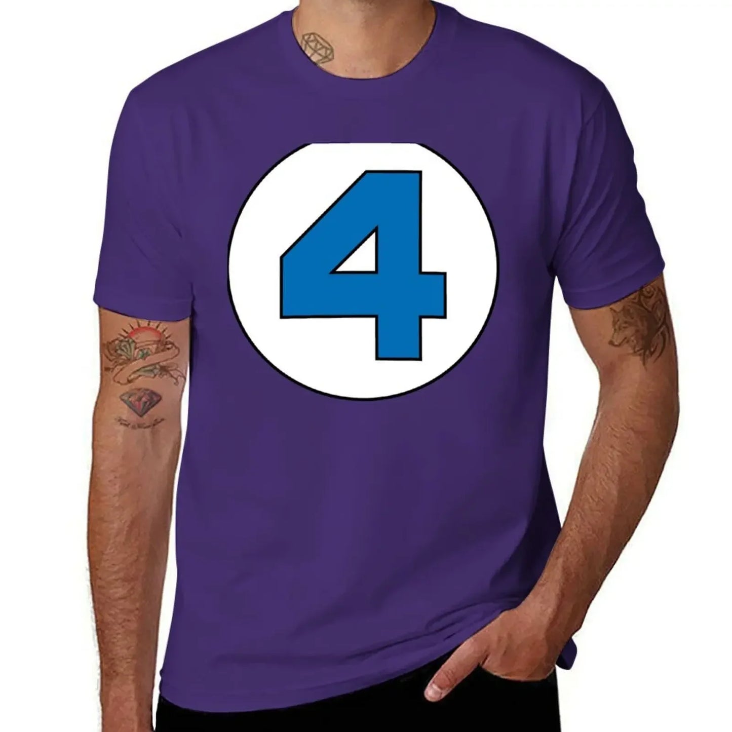 T-shirt The Fantastic 4 - Rond avec logo noir grande taille