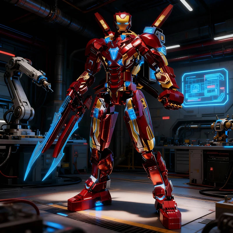 Set de briques de construction Iron Man MK50 Mecha - Lames énergétiques, plus de 1500 pièces