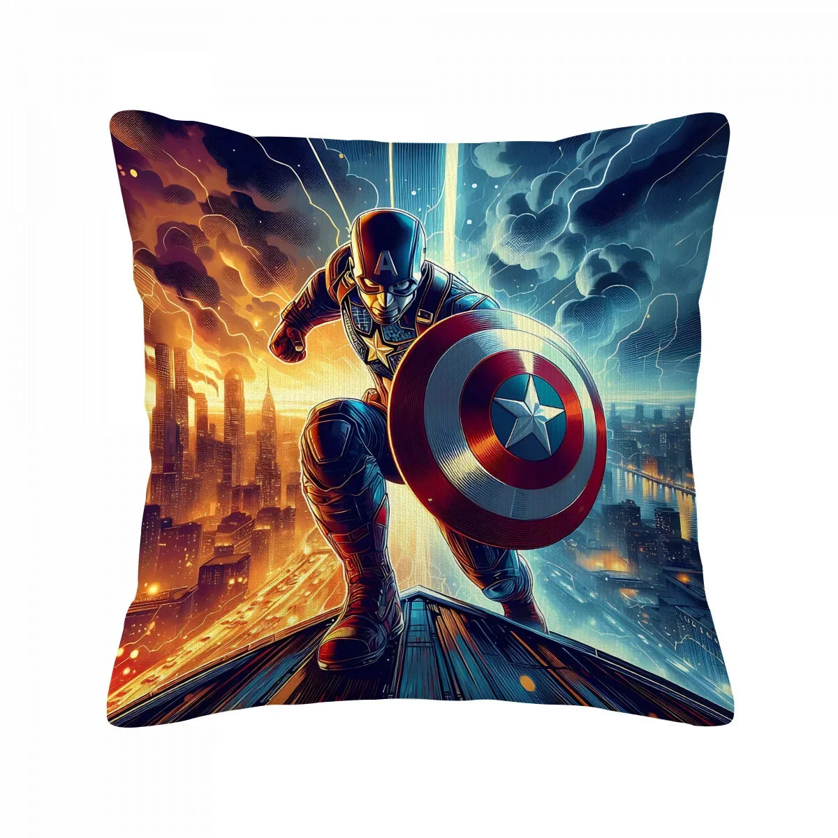 Kussenhoes Captain America - Stad, vuur en onweer