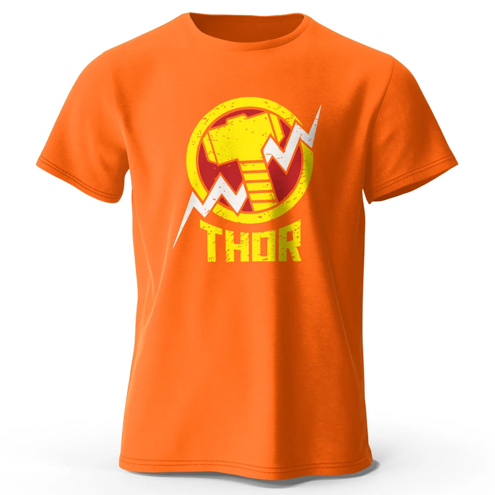 Thor-T-shirt – vintage bliksemschicht-hamerlogo, zwart