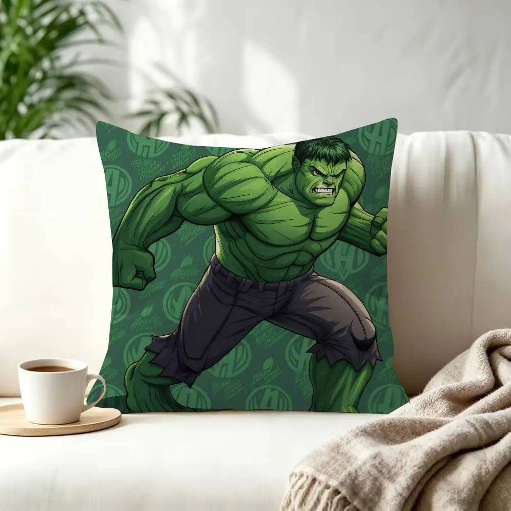 Hulk-kussenhoes - Aanvalspositie met groene achtergrond