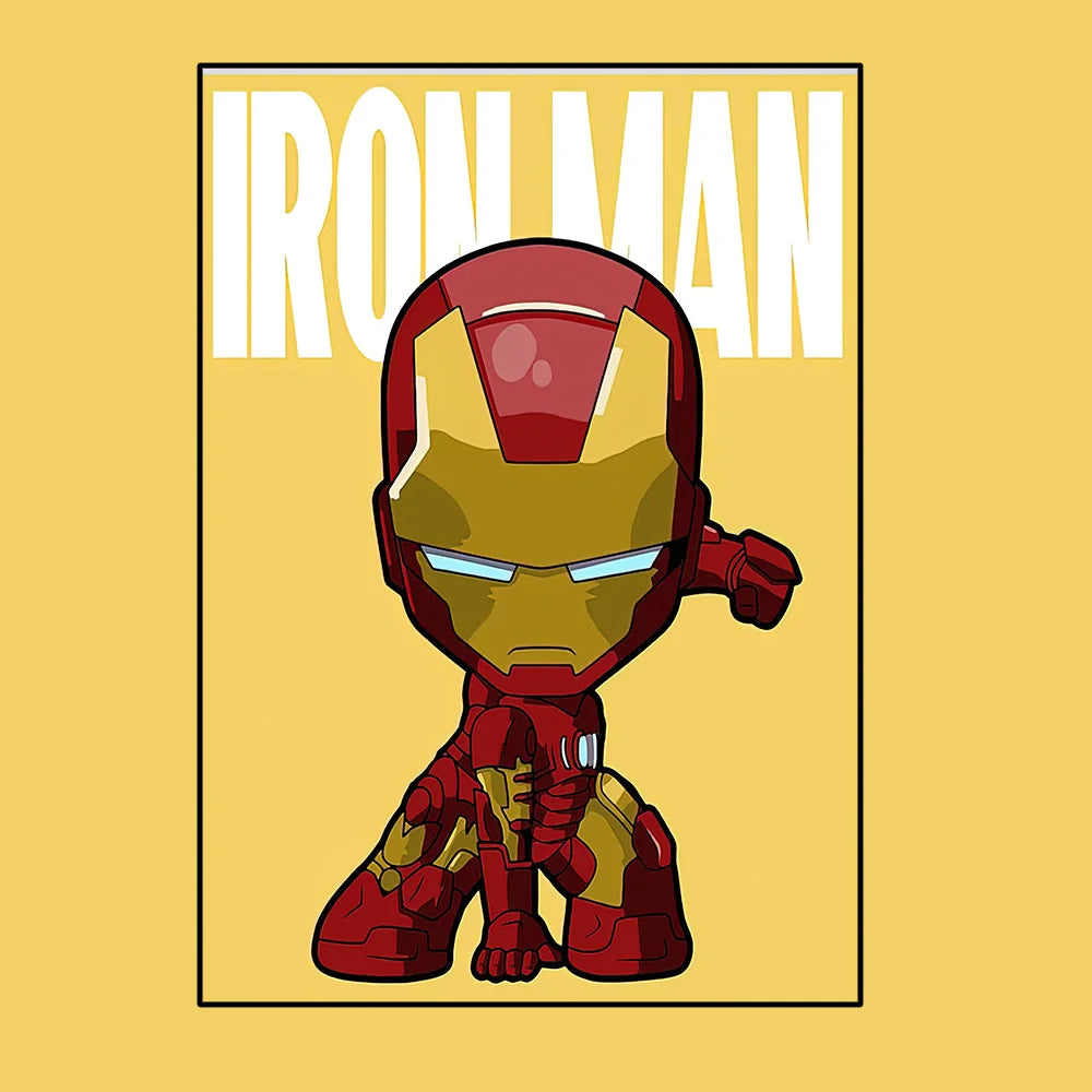 Avengers Iron Man-poster - Chibi-stijl met gele achtergrond